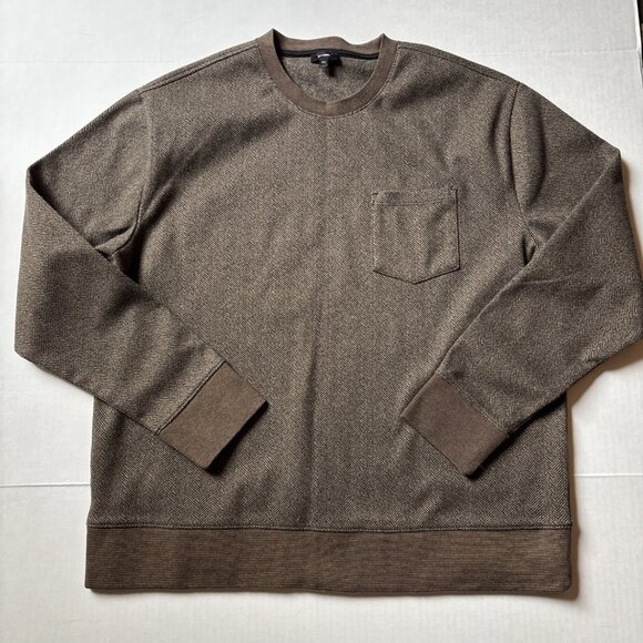 Express Men’s Brown Pullover Fleece Size Large - Picture 2 of 7